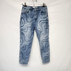 Hollister Curvy‎ High Rise Mom Jean Marble/Swirl Design 27x27 Size 5 Y2K